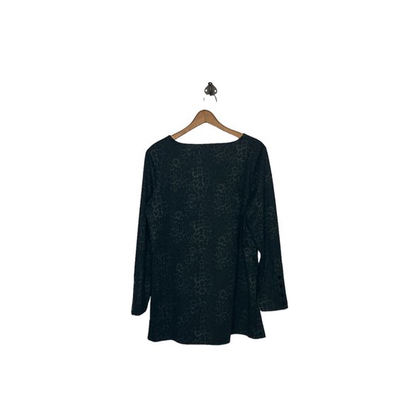 Chico's 2 Gray Black Leopard Print Pointe Knit Stretch Tunic Top Large L 12 - Picture 7 of 9